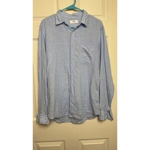 Uniqlo Mens Premium Linen Long Sleeve Button Down Shirt Light Blue Size Med